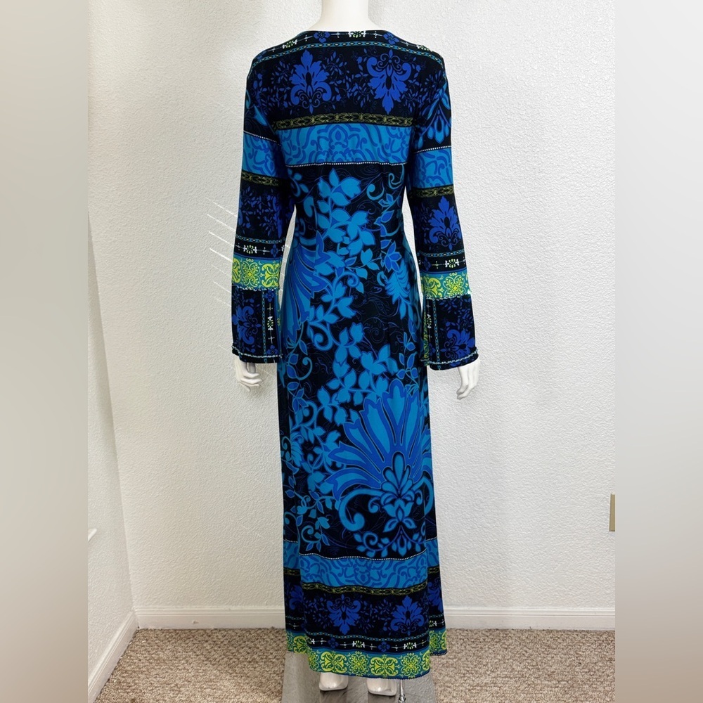 Hm's Boutique Elegant Blue Floral Maxi Dress K-40